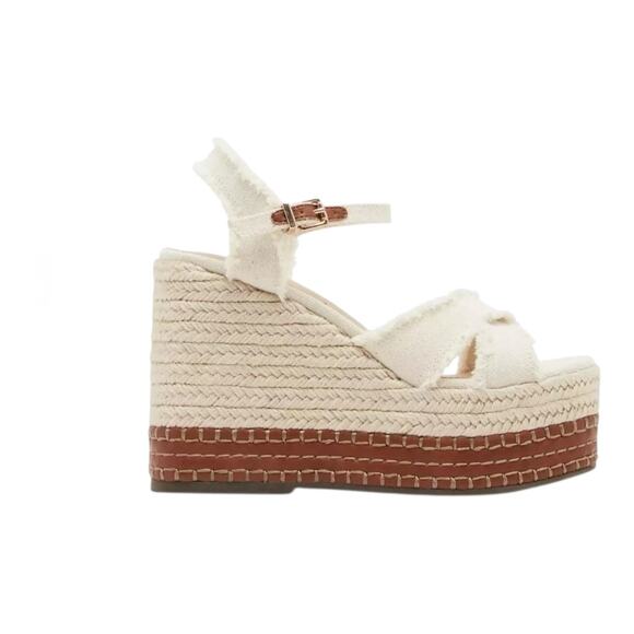 Madden Girl Women's Carlotta Platform Espadrille Wedge Sandals Cream Size 7 1/2 - Picture 2 of 3